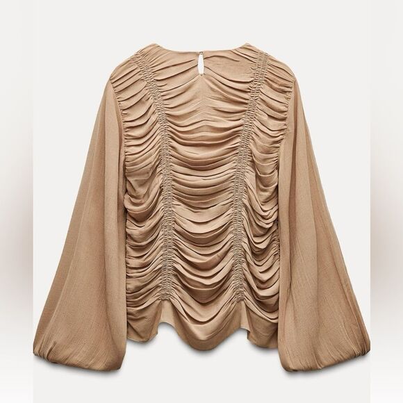 Zara viscose blend ruched draped top - Picture 4 of 5